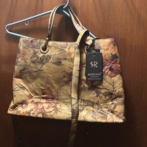 Floral Tote Bag - Brown and Pink